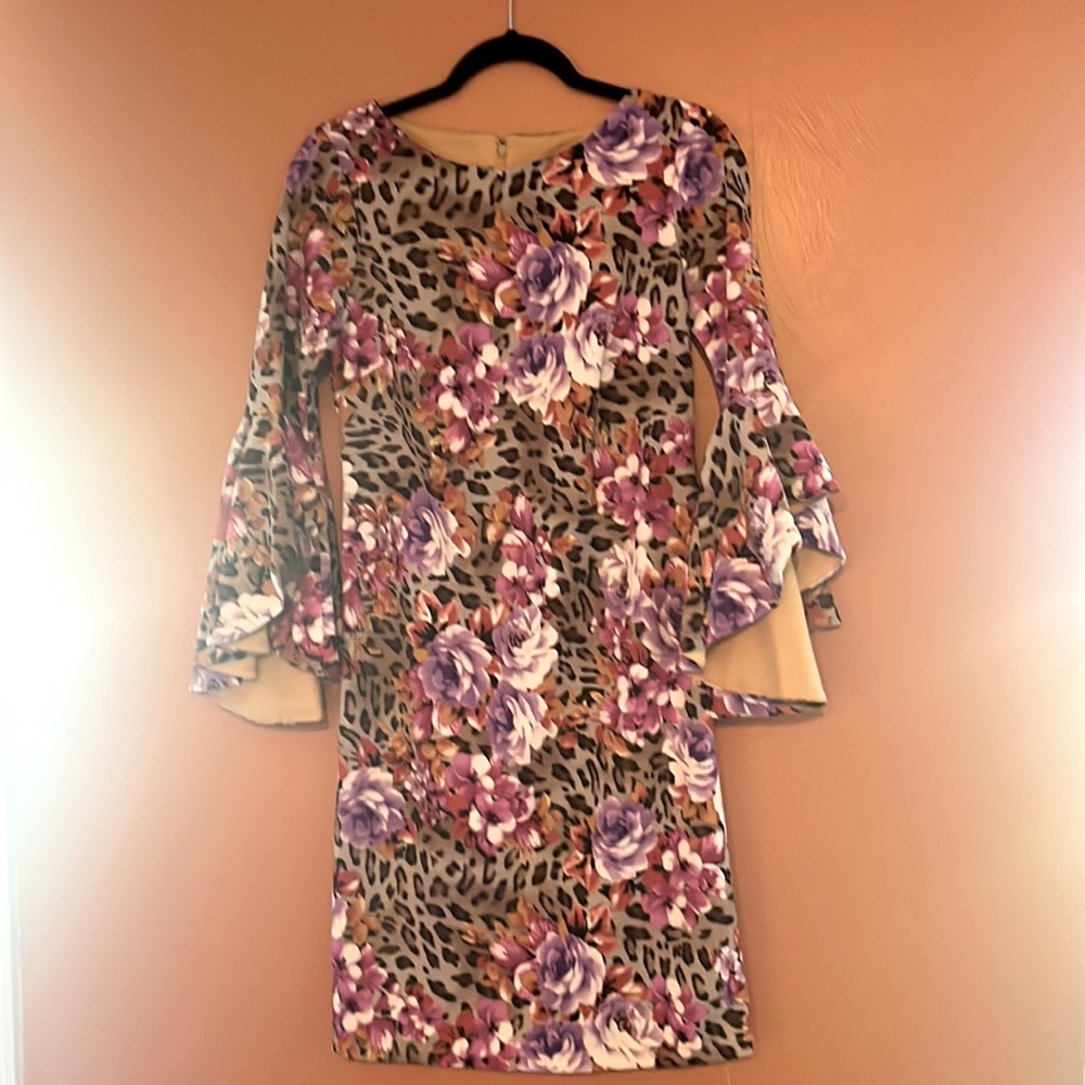 Shelby & Palmer multi-colored floral with cheetah print, size 6 dress